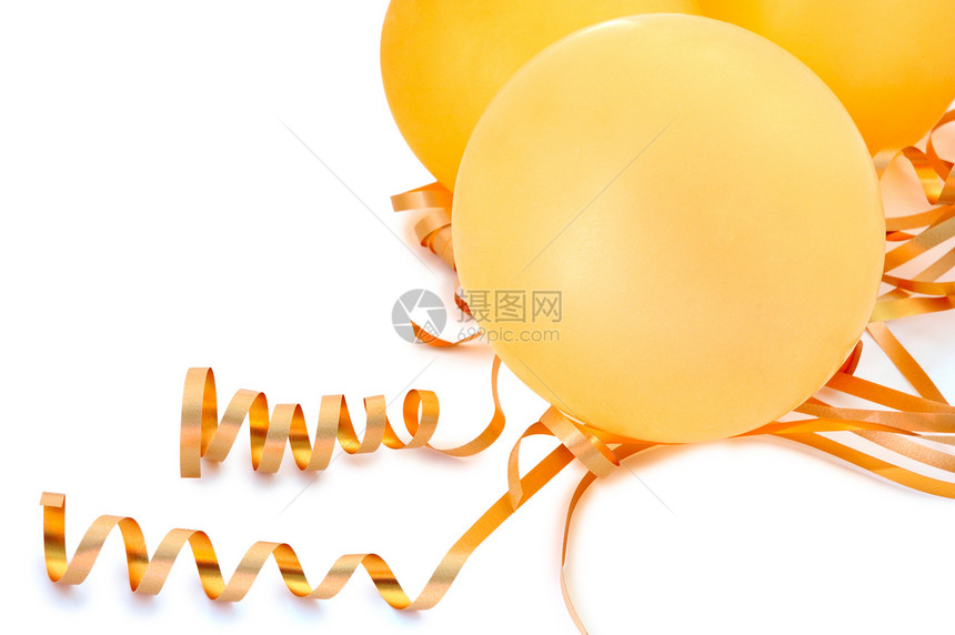 橙色气球橙子庆典螺旋生日丝带节日金子惊喜白色派对图片