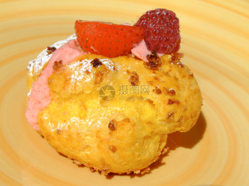 Puff 面图甜点糕点装饰面团浆果早餐奶油糖霜图片
