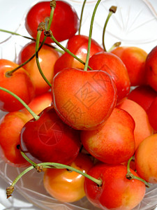 双色樱桃营养红色饮食黄色食物水果背景图片