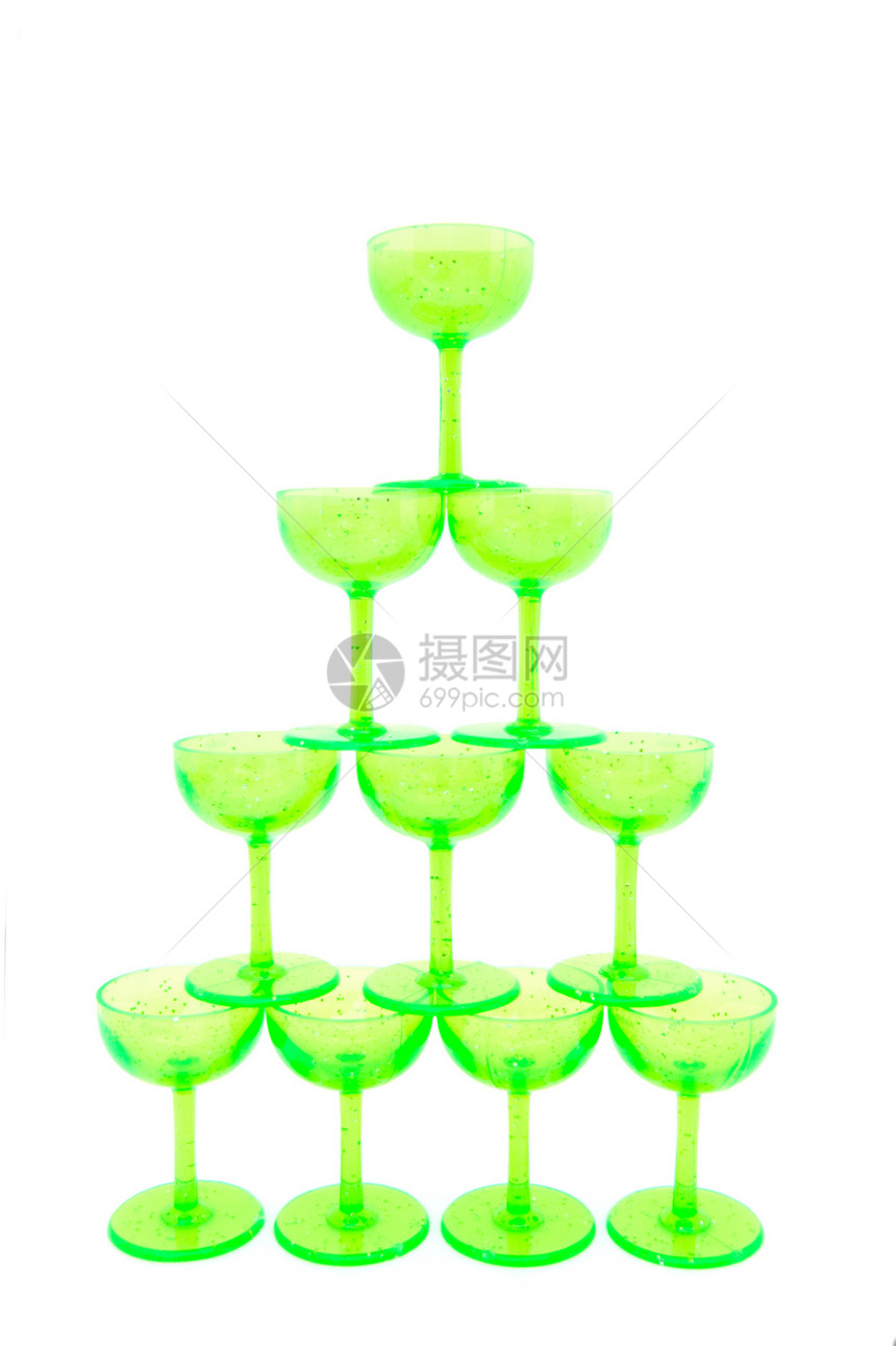 玻璃杯堆叠派对酒精塑料绿色插图玻璃庆典图片