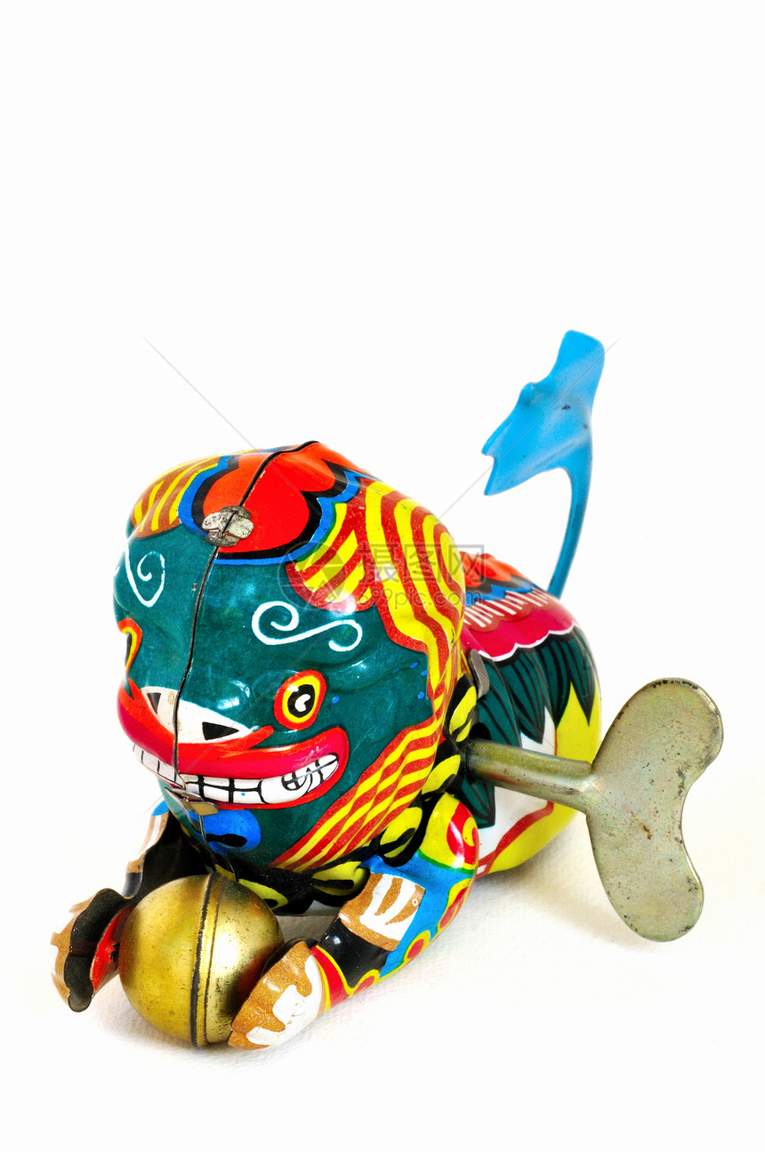 配有钥匙的中国龙玩具蓝色绿色童年牙齿马戏团狮子红色尾巴乐趣图片