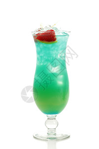 库拉索鸡尾酒  蓝色夏威夷酒精菠萝混合液体魅力玻璃果汁白色饮料橙子背景