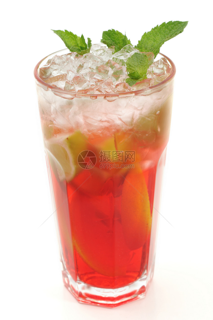 鸡尾酒  冰茶饮料汽水橙子魅力液体混合酒精玻璃绿色红色图片