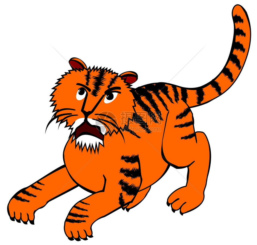 愤怒的老虎插图条纹橙子生气图片