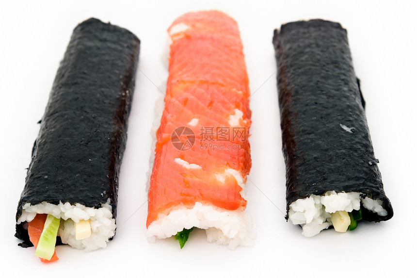 烹饪寿司用具厨房海藻海鲜食物小吃午餐小地毯竹子鱼片图片