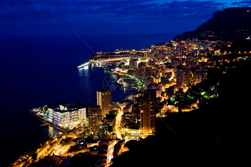 摩纳哥夜间公国旅行假期港口闲暇奢华旅游城市财富天堂图片