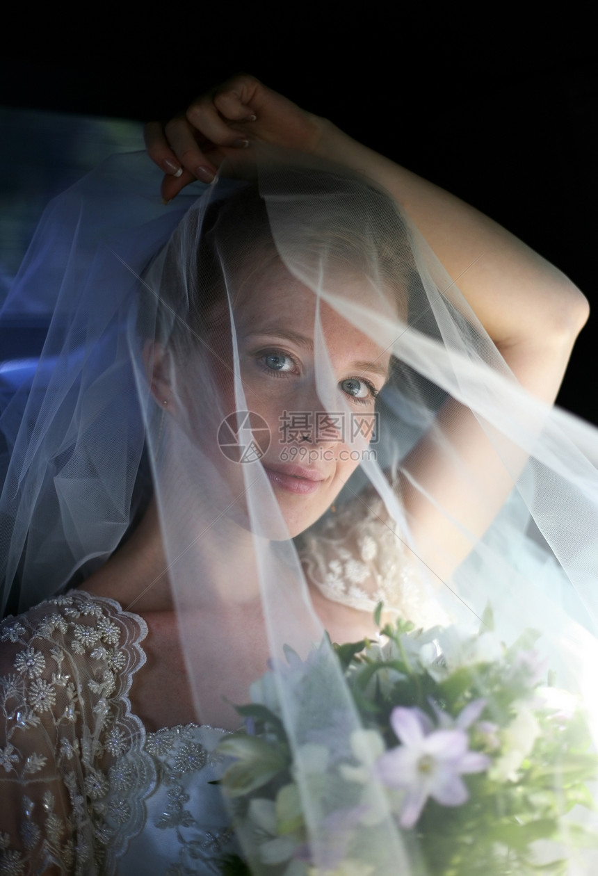 美丽的新娘婚礼项链选手眼睛花束面纱已婚女士女孩生活图片