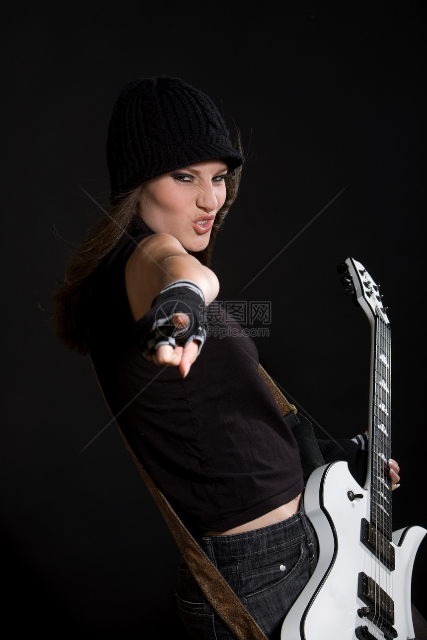 摇滚宝贝乐趣电吉他吉他女性化女性唱歌音乐女士女孩图片