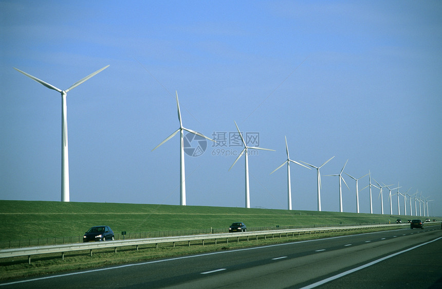 风车道活力绿色涡轮力量旋转发电机环境生态农场公园图片