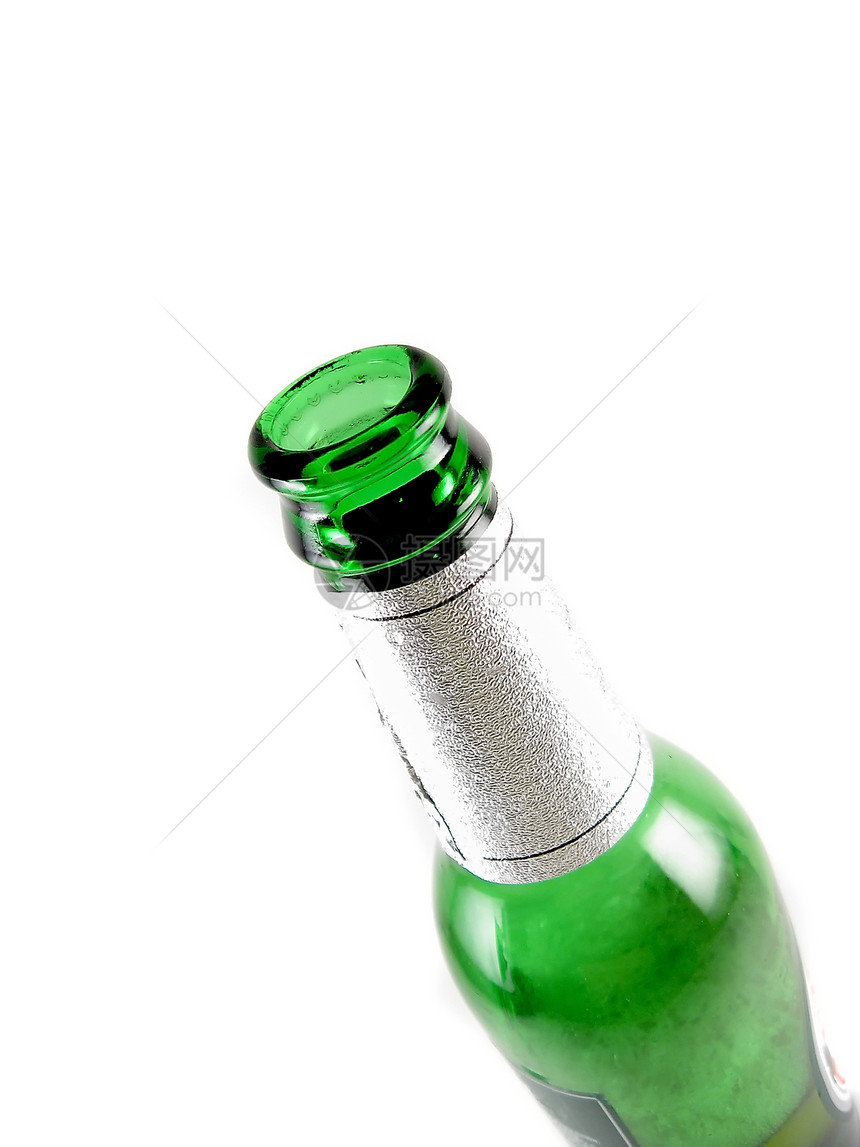 绿色啤酒瓶玻璃瓶子饮料液体派对酒吧泡沫白色图片