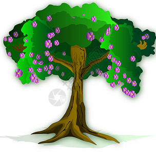 魔树叶子童话生活分支成长绿色故事树干背景图片