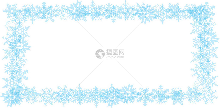 雪片边界墙纸框架绘画军旗蓝色降雪插图剪裁季节卡片图片