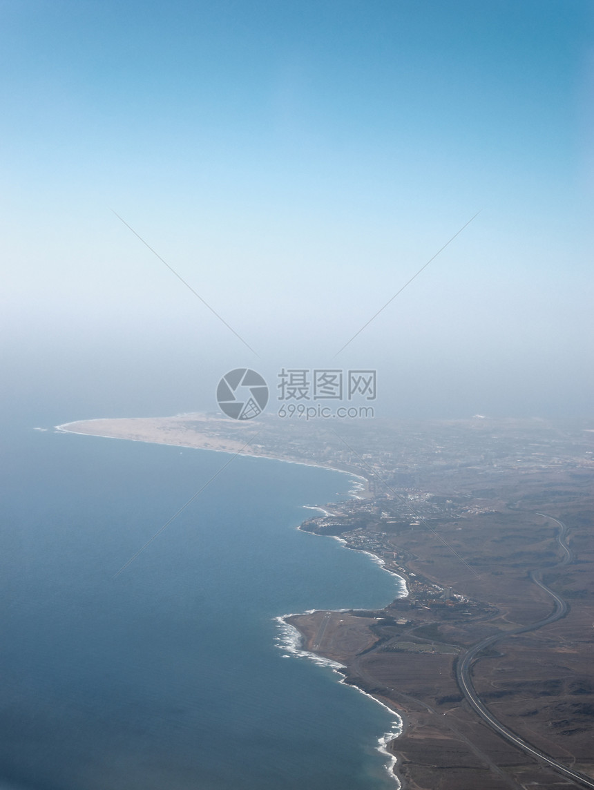 大加那利海岸线沙丘飞机场空气海洋海岸悬崖天空沙漠地平线土地图片