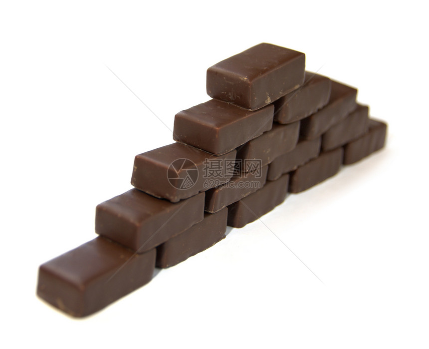 巧克力金字塔梯子数字宏观脚步食物棕色糖果砖块甜点三角形图片