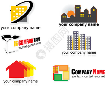 房地产标识橙子商业地标推广身份卡片插图财产建造圆圈背景图片