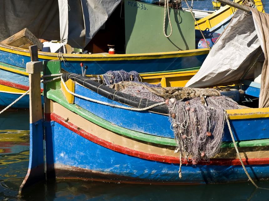 马耳他渔村海岸蓝色庇护所天蓝色工业码头泊位海洋医学场景图片