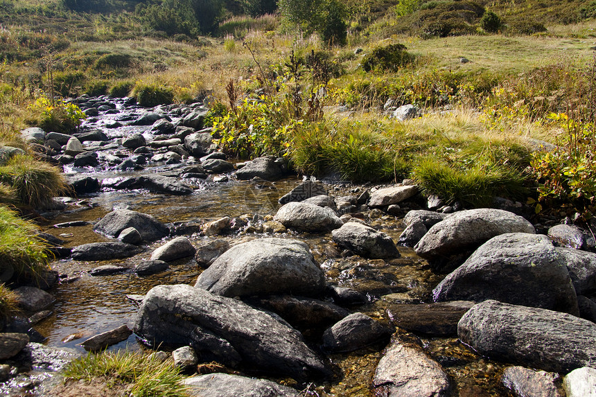 快速河流公园力量植被瀑布溪流水分国家草地阳光石头图片