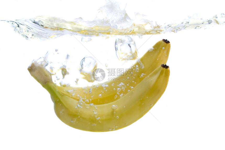 香蕉液体涟漪水果影棚生活方式碰撞喷涂气泡食物静物图片