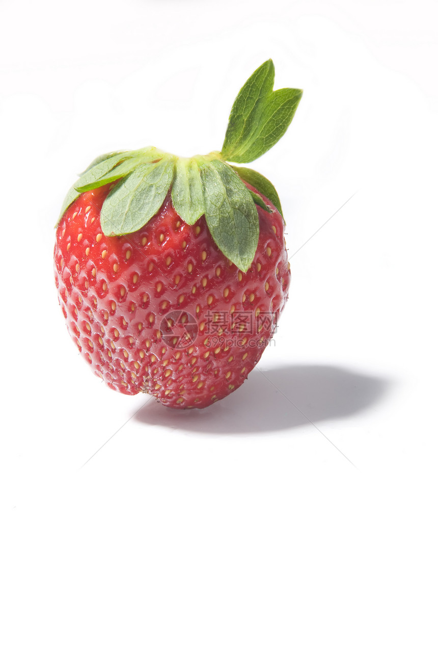 單草莓饮食营养食物绿色甜点孤独红色宏观图片