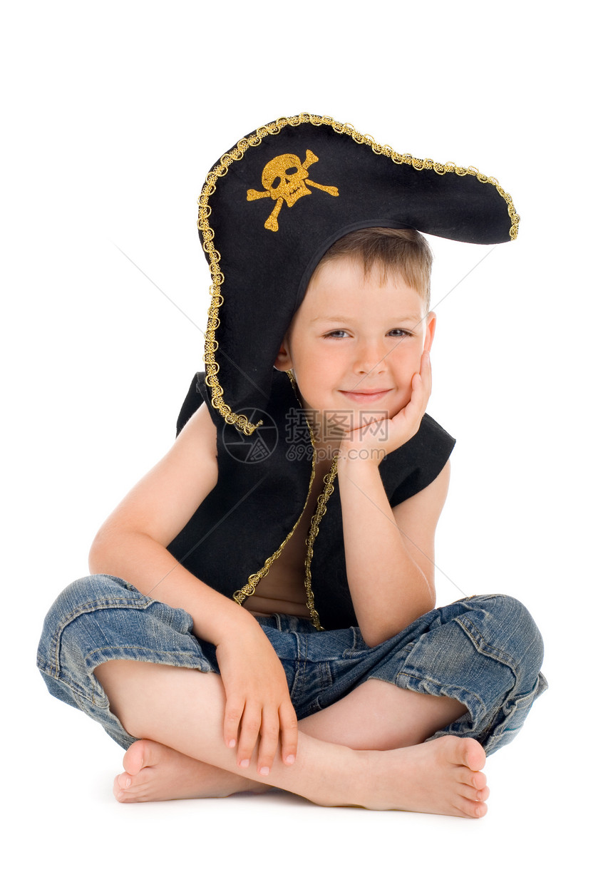 小海盗童年男人帽子乐趣白色历史性戏服游戏孩子青年图片