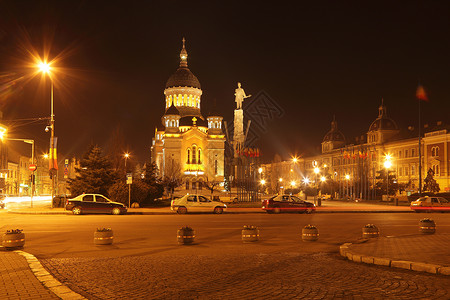 罗马尼亚路灯地标路面城市宗教邮政历史旅行街道灯笼高清图片