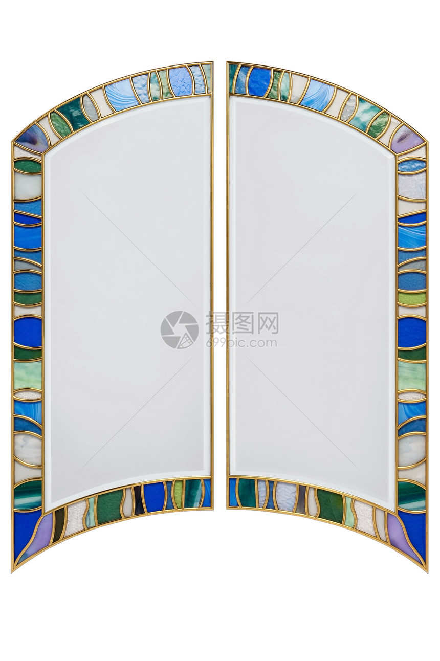 彩色玻璃金子艺术水晶灰色手工蓝色风格白色马赛克圆圈图片