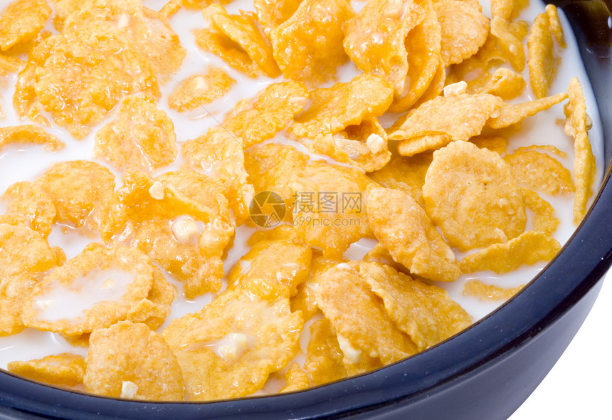 玉米杯加牛奶谷物薄片早餐食物玉米白色饮食养分营养小吃图片