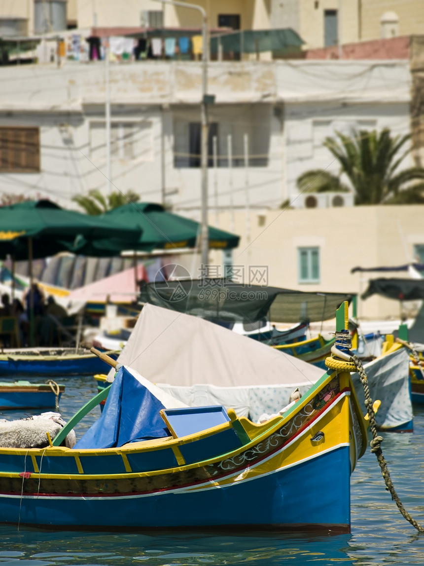 马耳他渔村医学场景海洋工业渔船旅行天蓝色港口假期庇护所图片