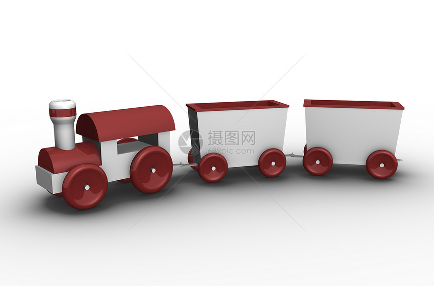 玩具火车红色冒险教育车辆车皮旅行引擎机车货运白色图片