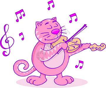 带小提琴的粉红猫背景图片