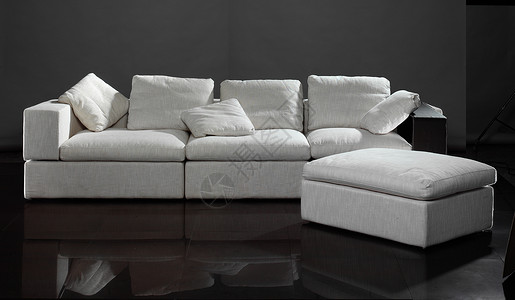 家具白色凳子房间枕头织物软垫沙发背景图片