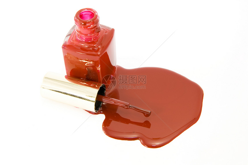 蛋浆绘画白色红色瓶子刷子液体化妆品抛光指甲水坑图片