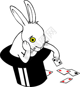 打牌戴着魔帽的无聊兔子设计图片