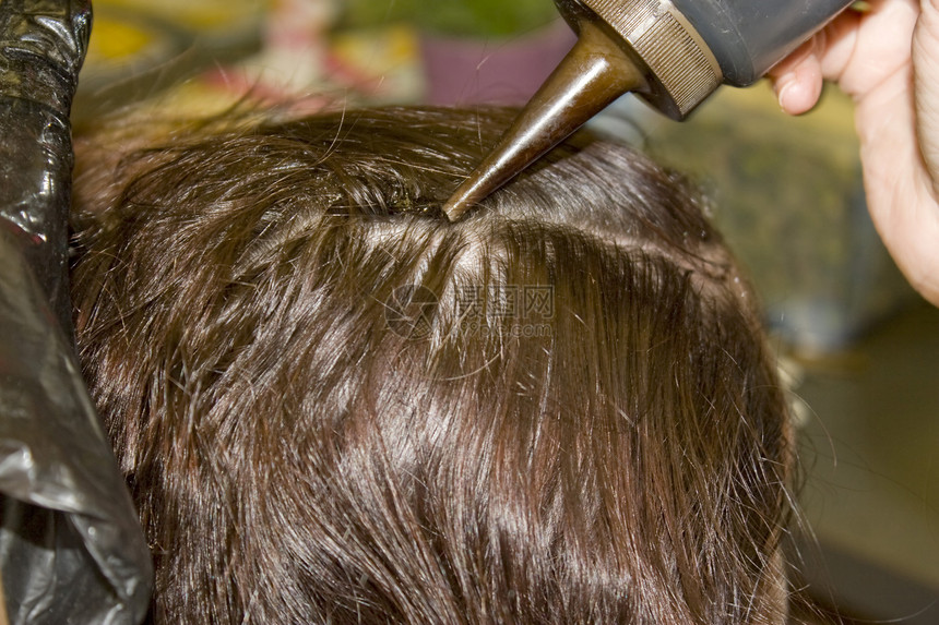 毛发颜色理发师围裙奶油顾客治疗头发液体美容职业公式图片