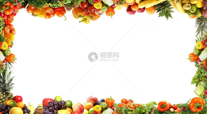 新鲜新鲜 美味的蔬菜萝卜茴香流苏食物树叶辣椒黄瓜边界菠萝可可图片
