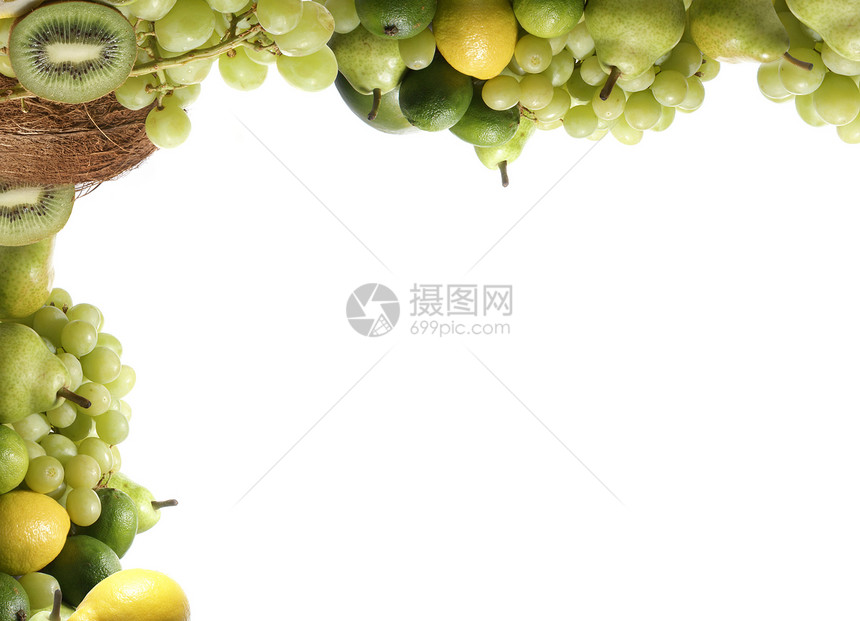 白上孤立的绿果实植物衬套坚果营养健康食物作品饮食可可柠檬图片