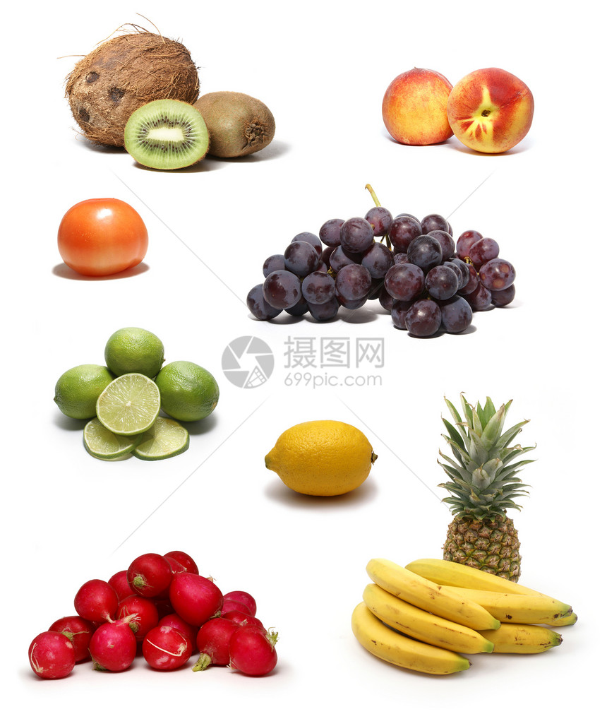 健康营养和农业橙子蔬菜浆果菠萝饮食香蕉节食柠檬萝卜坚果图片