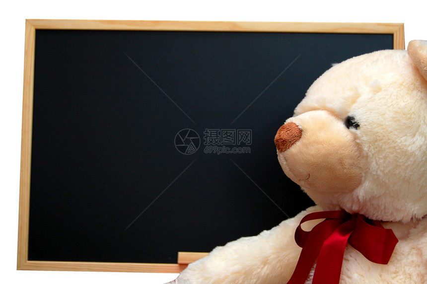 带空黑板的泰迪广告牌粉笔大学老师玩具空白教授中学课堂框架图片