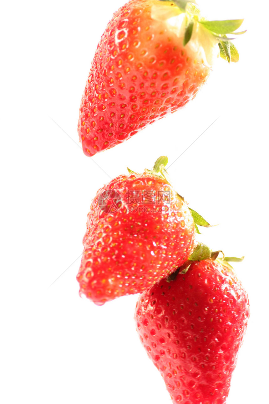 草莓营养团体谷物早餐白色创造力饮食水滴红色绿色图片