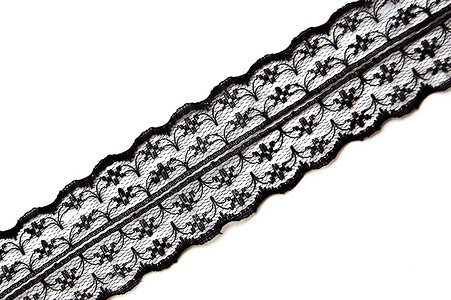 黑色花边黑色细微蕾带材料蕾丝织物扇形花边工艺白色边界艺术纺织品背景