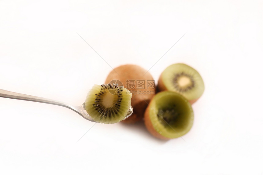 基维语Name勺子情调绿色水果异国热带食物厨房种子核心图片