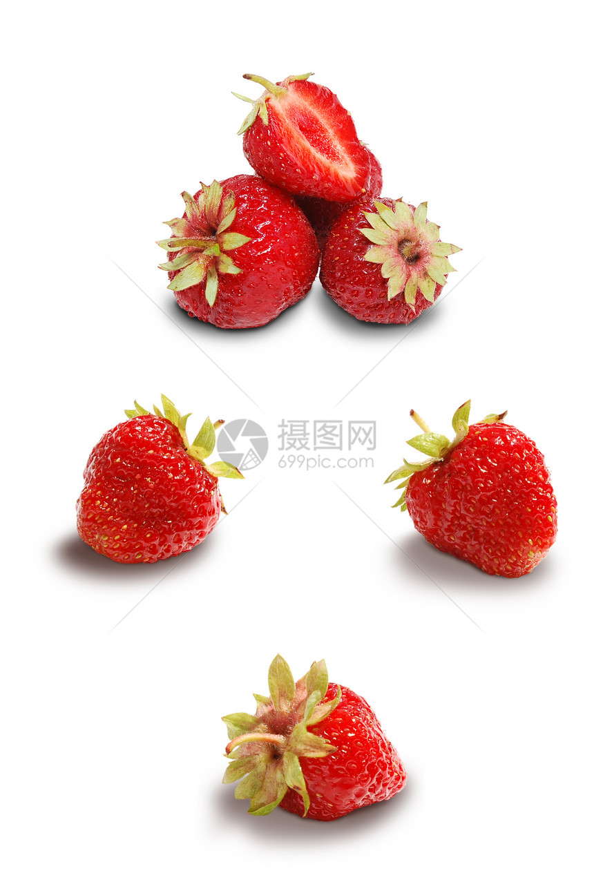 一套草莓活力收成早餐水果浆果营养团体饮食植物甜点图片