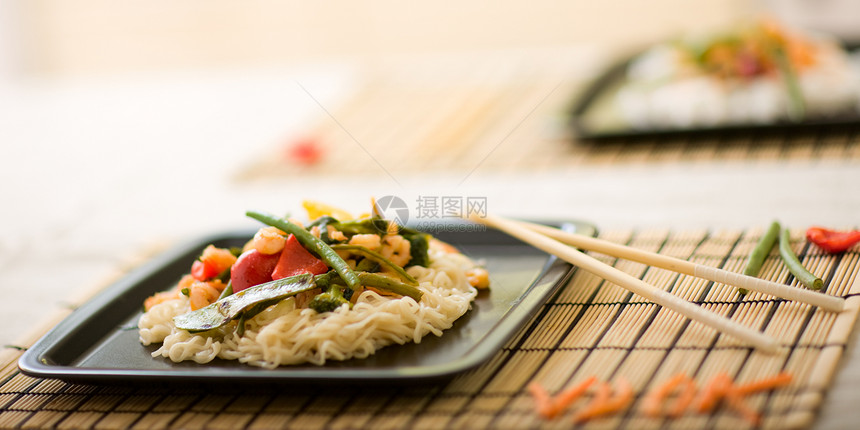 美味的 wok宏观胡椒午餐维生素蔬菜筷子美食餐厅洋葱饮食图片