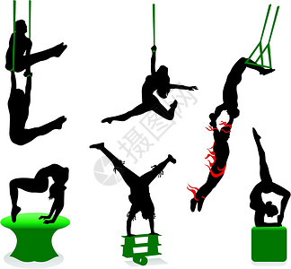 杂技表演和杂耍乐运动力量身体戏法者女士平衡天线娱乐男人艺术背景图片