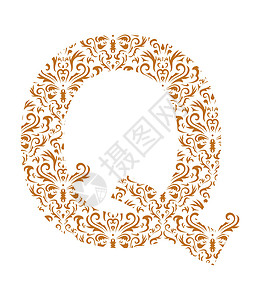 信小呆Floral 字母Q 圆形字体插画