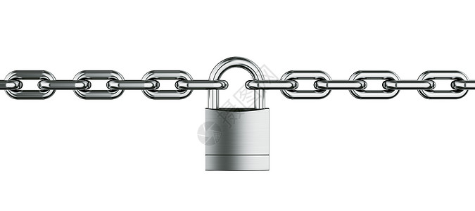 带锁链的链条安全计算机金属链式保护白色渲染合页背景图片