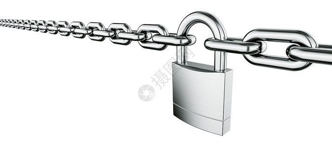 带锁链的链条渲染合页保护计算机链式安全白色金属背景图片