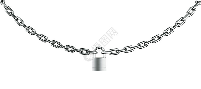 带锁链的链条安全白色保护计算机合页链式金属渲染背景图片