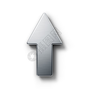 金属箭头背景向上指向箭头金属渲染灰色白色拉丝反射计算机背景