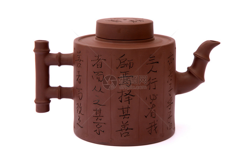 陶瓷茶壶绿色厨房文字仪式早餐竹子文化白色艺术茶具图片